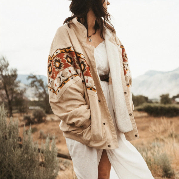 European Winter Thermal Print Jacket