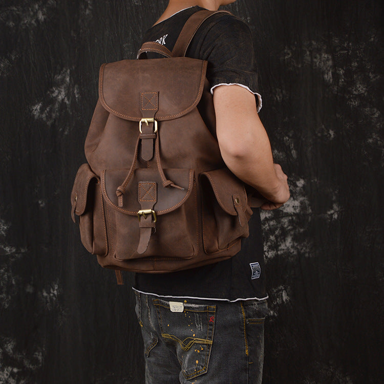 Leather Outdoor Travel Men's Backpack