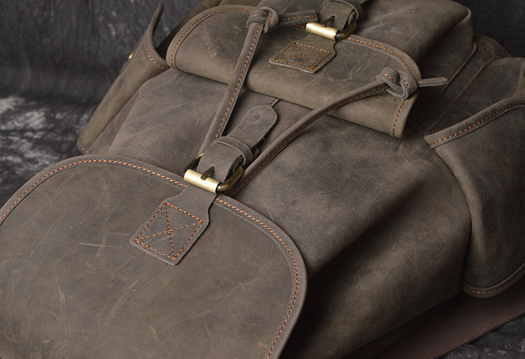 Leather Outdoor Travel Men's Backpack
