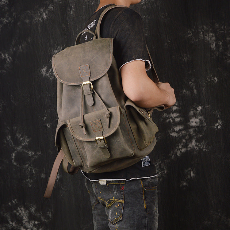 Leather Outdoor Travel Men's Backpack