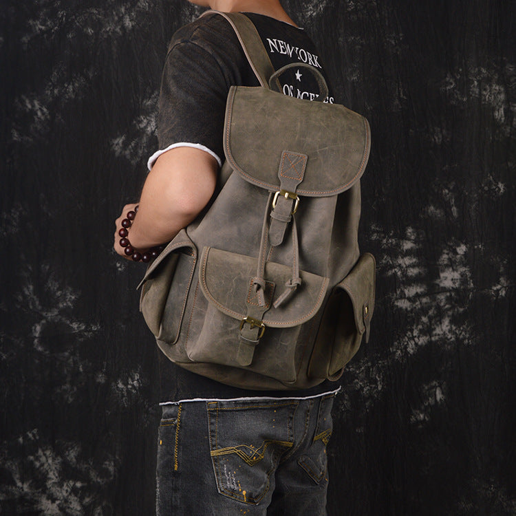 Leather Outdoor Travel Men's Backpack