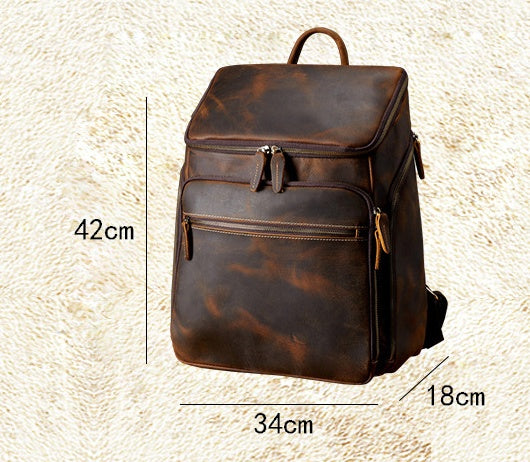 Men's Leather Outdoor Travel Backpack