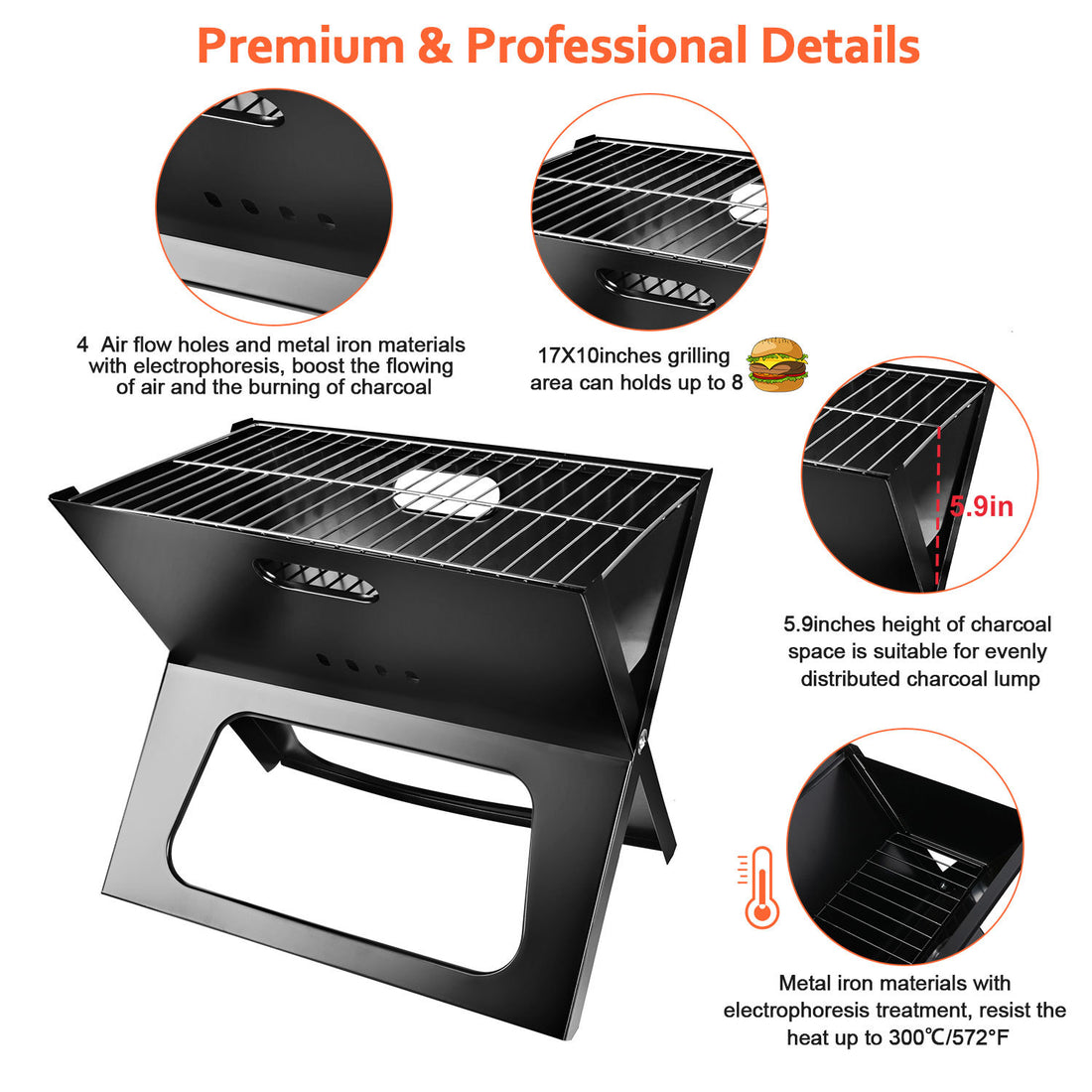 Portable BBQ Grill Foldable Charcoal Grill Camping Garden Outdoor Travel