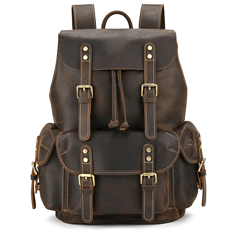 Leather Backpack Travel Outdoor Flip