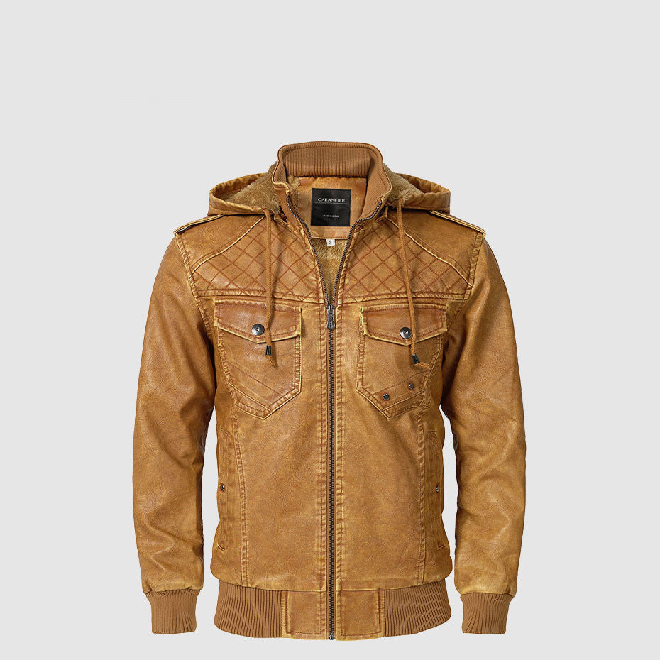 Leather Fleece Men's Thermal Jacket