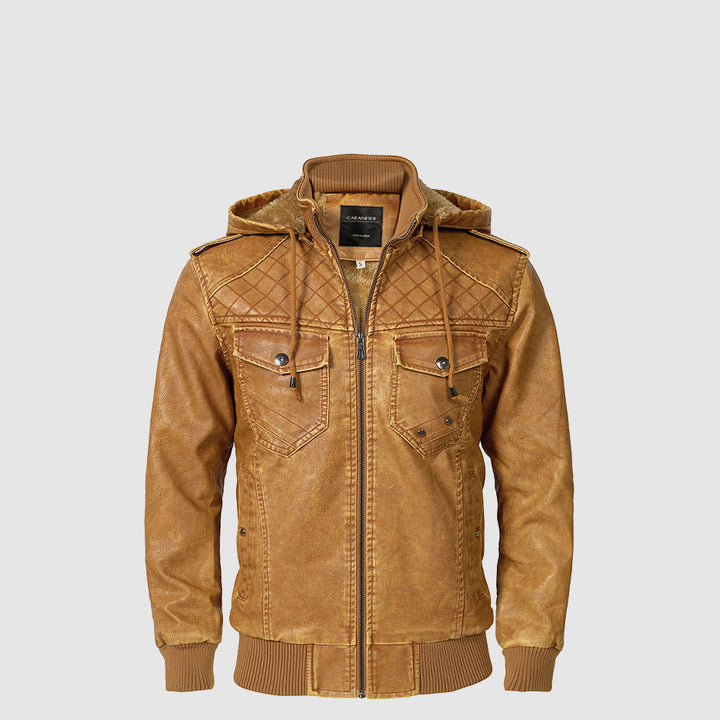 Leather Fleece Men's Thermal Jacket