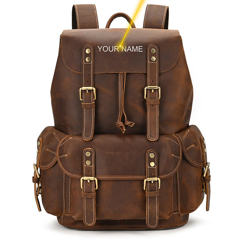 Leather Backpack Travel Outdoor Flip