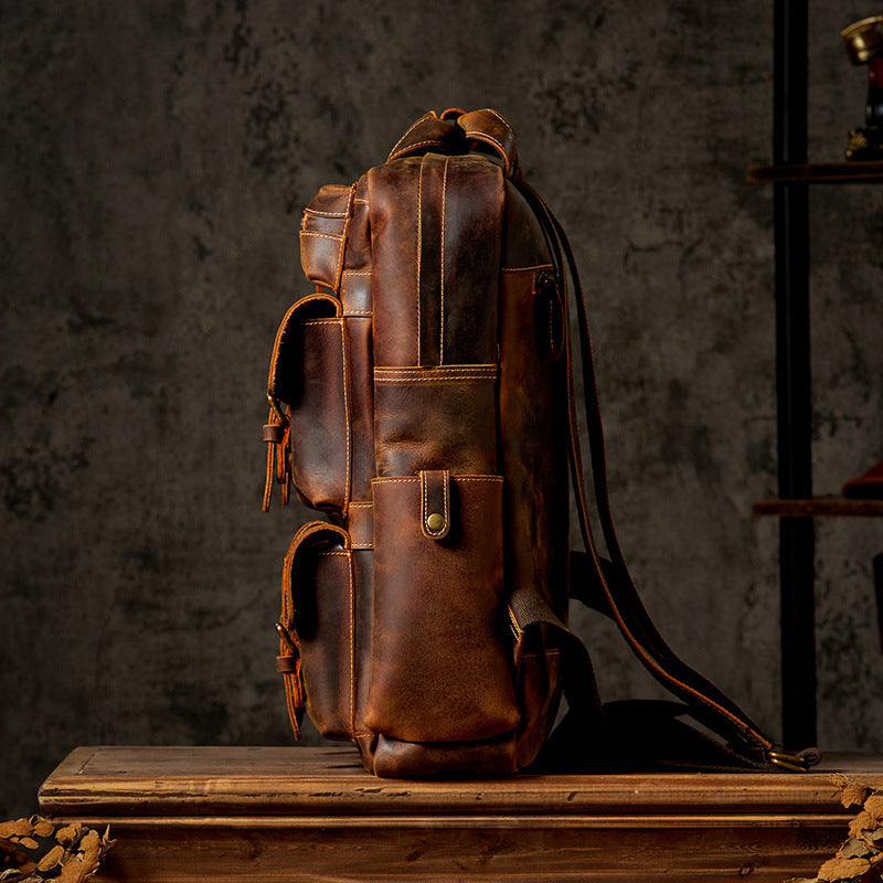 Outdoor Travel Leather Backpack