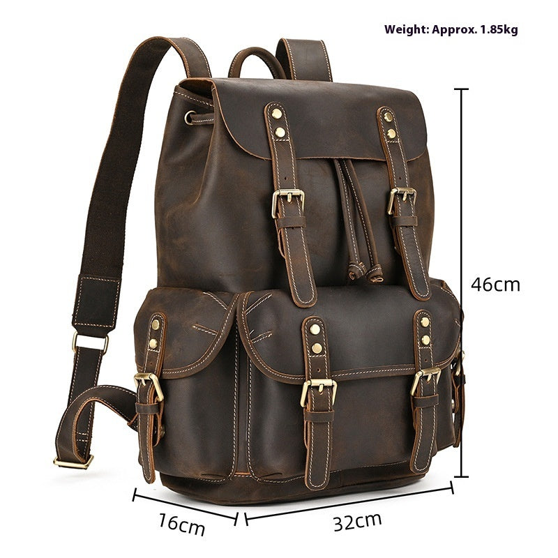 Leather Backpack Travel Outdoor Flip