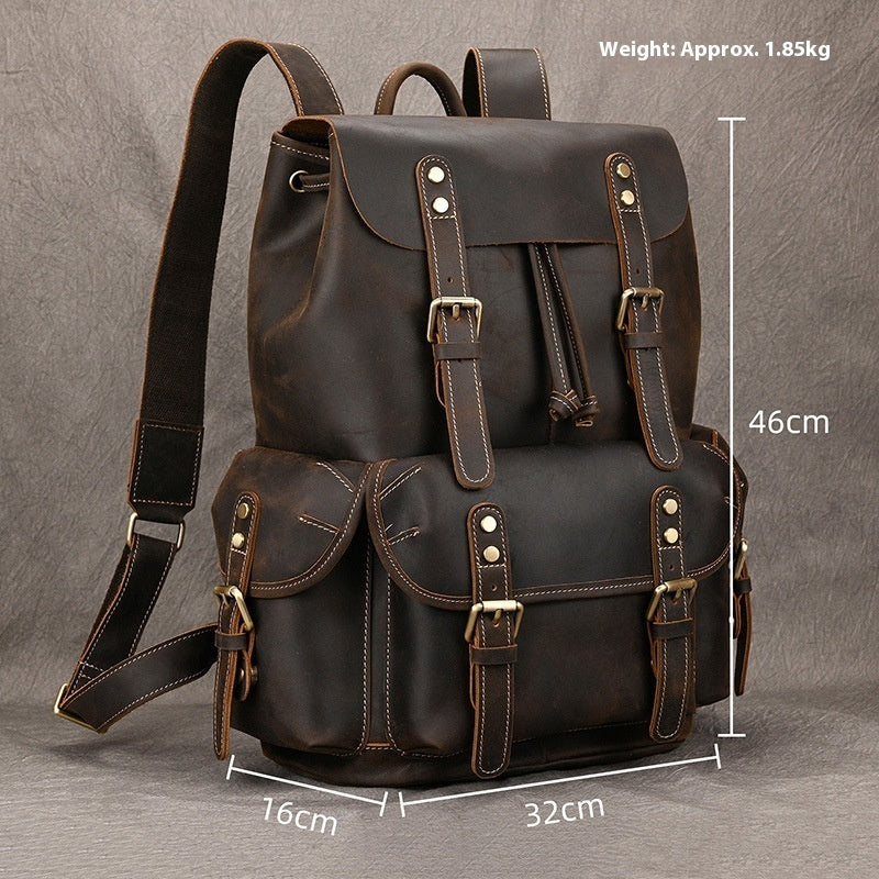 Leather Backpack Travel Outdoor Flip