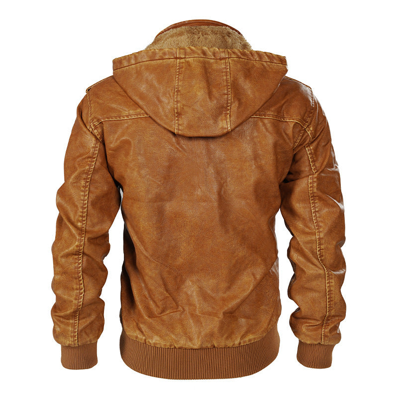 Leather Fleece Men's Thermal Jacket