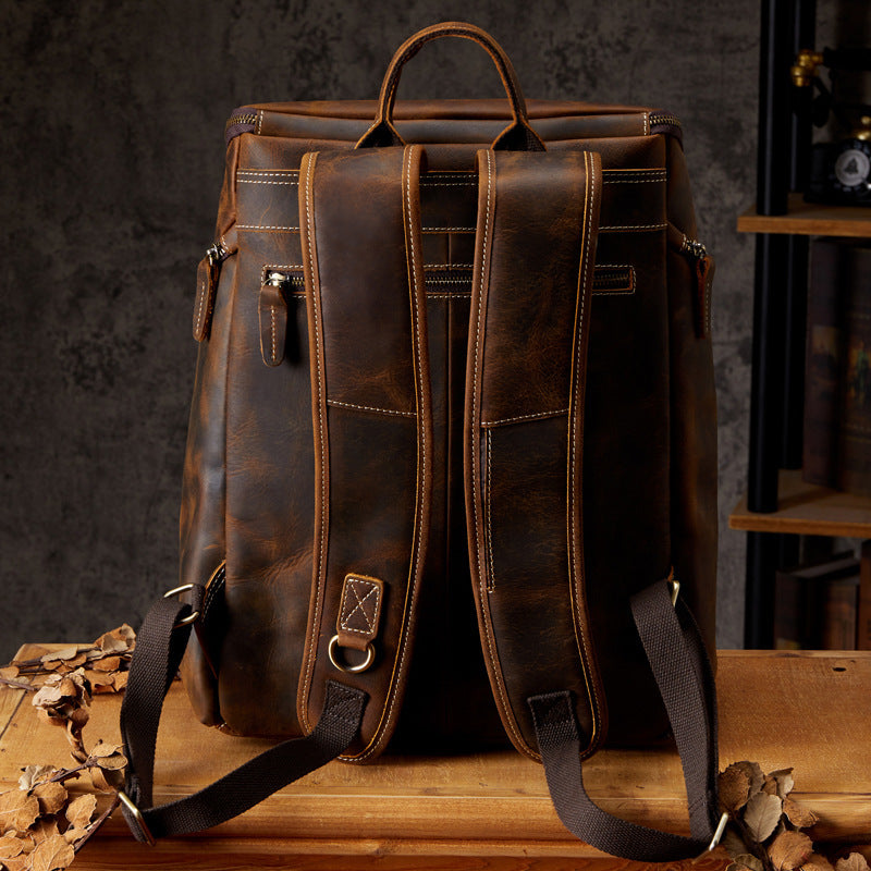 Men's Leather Outdoor Travel Backpack