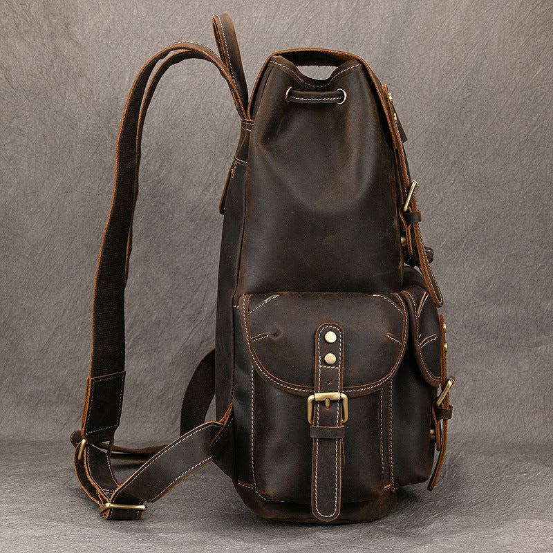 Leather Backpack Travel Outdoor Flip