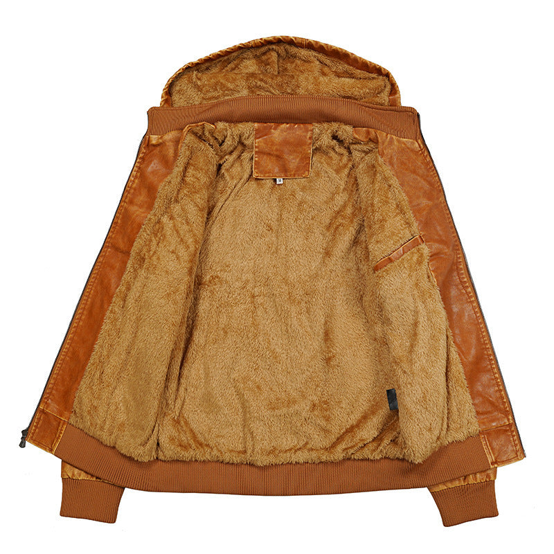 Leather Fleece Men's Thermal Jacket