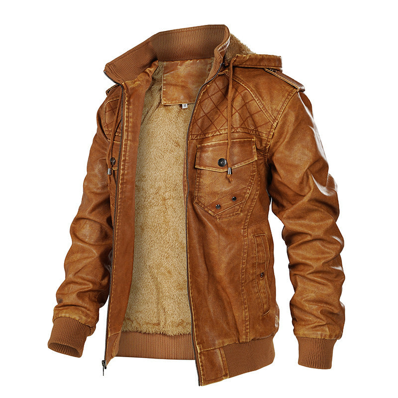 Leather Fleece Men's Thermal Jacket