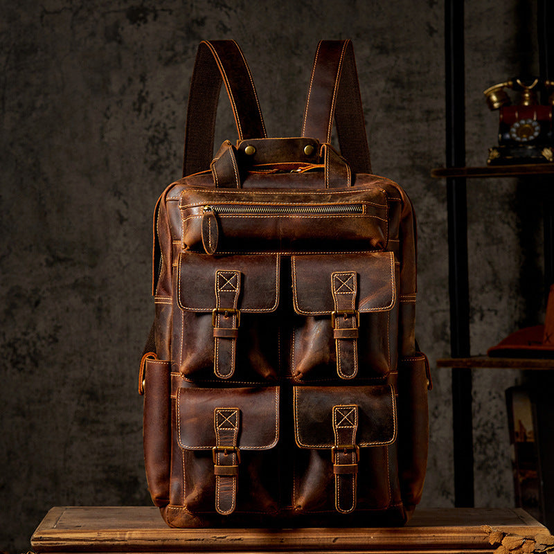 Outdoor Travel Leather Backpack