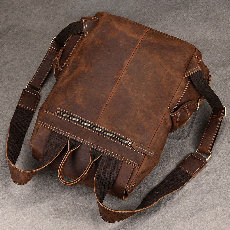 Leather Backpack Travel Outdoor Flip