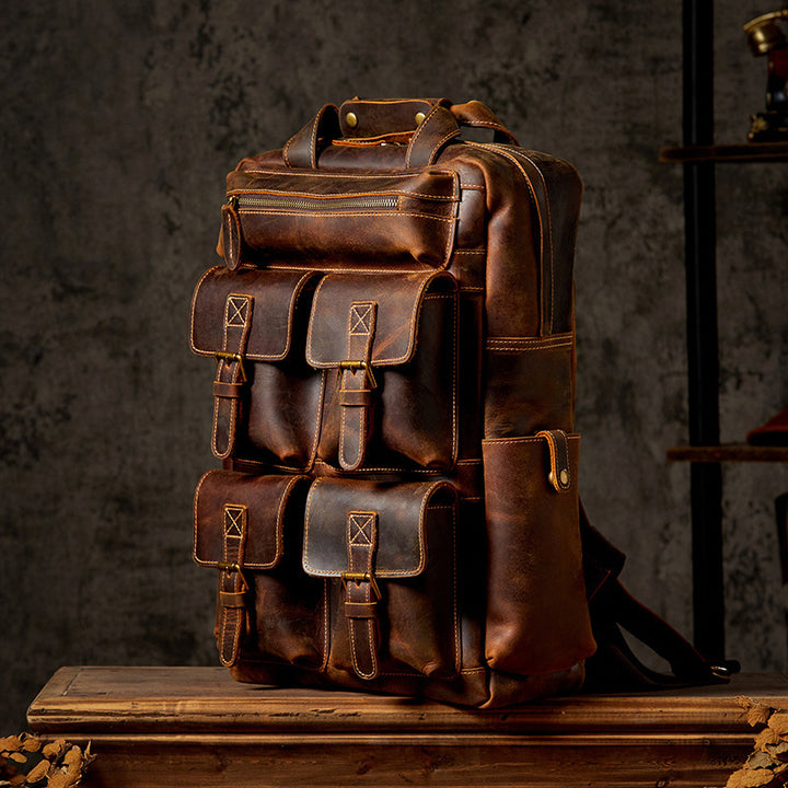 Outdoor Travel Leather Backpack