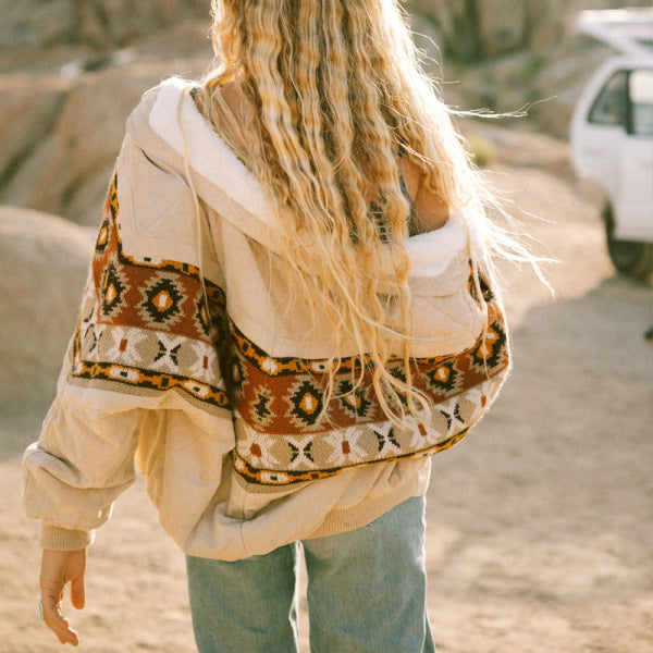 European Winter Thermal Print Jacket